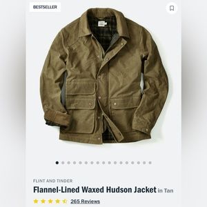 Flint and Tinder Flannel-Lined Waxed Hudson Jacket
 in Tan.